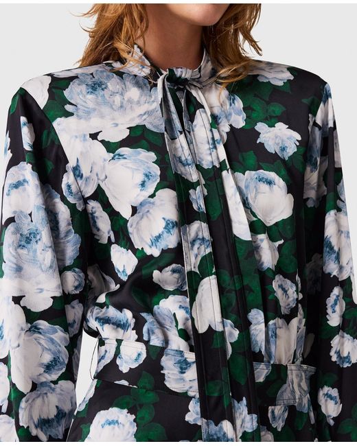 Stella McCartney White Floral Long-Sleeve Mesh Midi Dress
