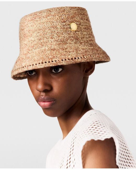 Stella McCartney Natural Logo Raffia Bucket Hat
