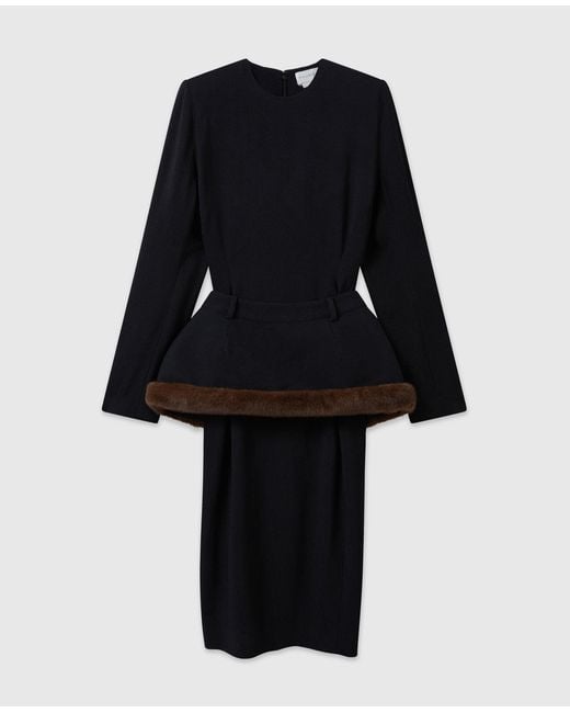 Stella McCartney Black Layered Sable Midi Dress