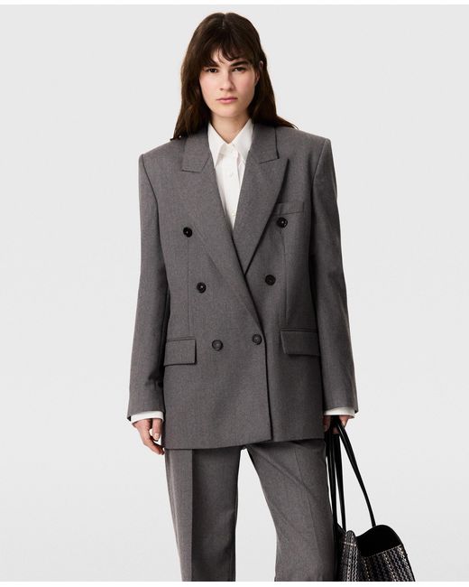 Stella McCartney Gray Double-breasted Flannel Blazer