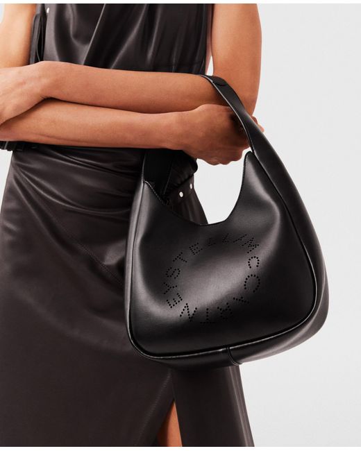 Stella McCartney Logo Slouchy Hobo Tote Bag in Black | Lyst