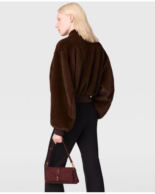 Stella McCartney Brown Plush Mink Bomber Jacket