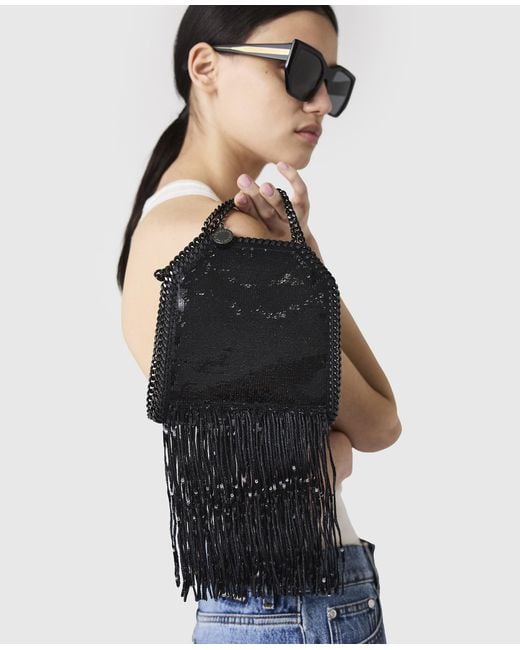 Stella McCartney Black Limited-edition Falabella Sequin Fringe Tiny Tote Bag