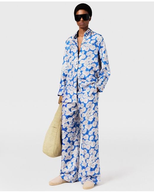Stella McCartney Blue Daisy Print Oversized Shirt