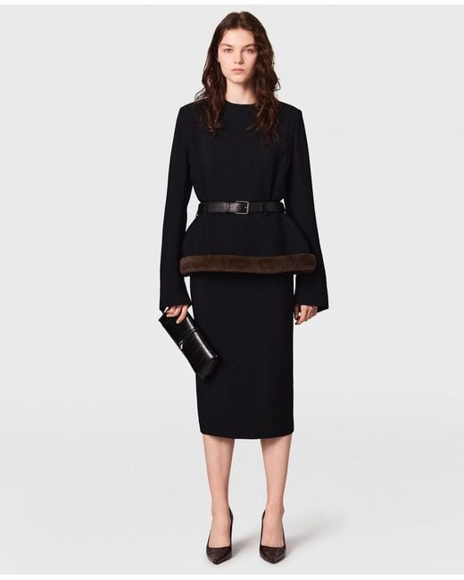 Stella McCartney Black Layered Sable Midi Dress