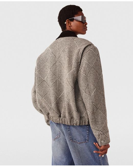 Stella McCartney Oversized Tweed Bomber Jacket in Grey | Lyst UK