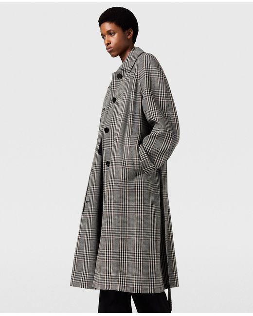 Stella McCartney Gray Checked Belted Wool Coat