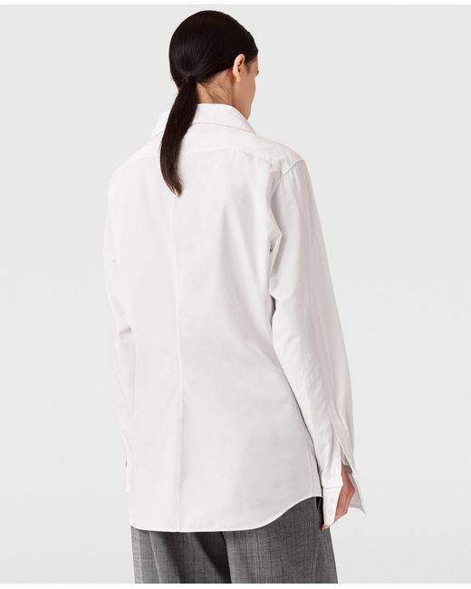 Stella McCartney White Open V-neck Collared Shirt
