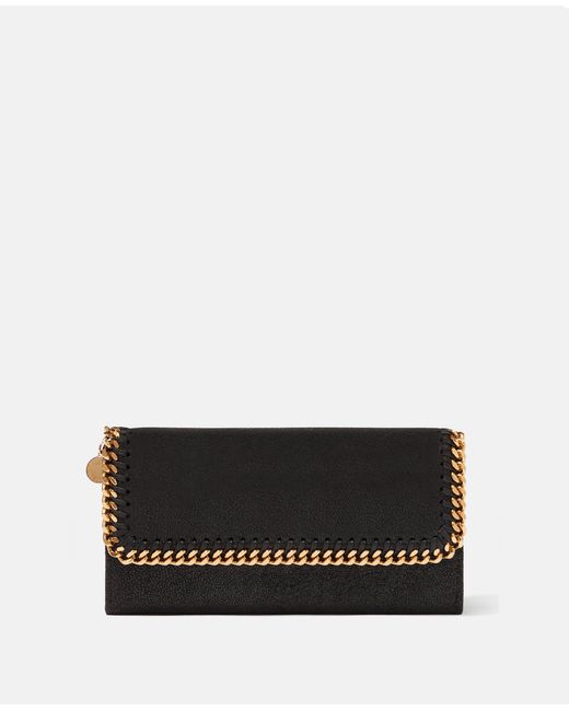 Stella McCartney Black Falabella Flap Continental Wallet