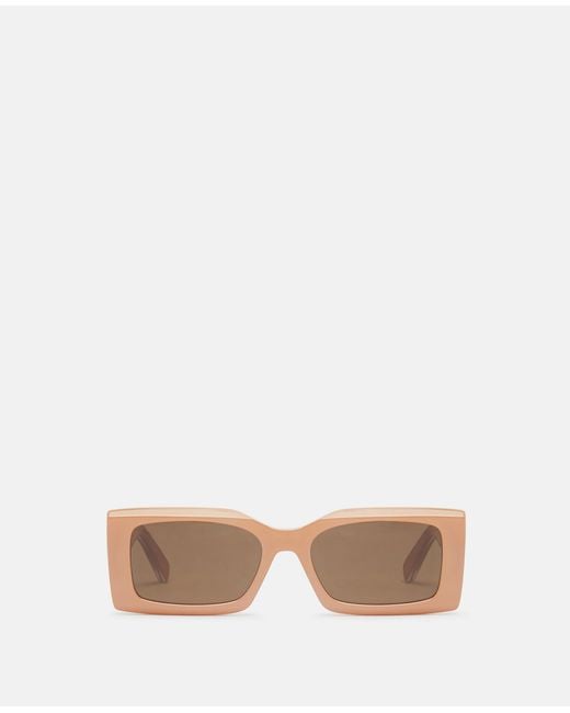 Stella McCartney White Logo-Engraved Rectangular Sunglasses, One Size