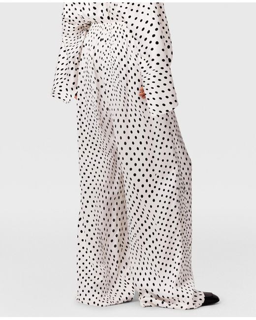 Stella McCartney White Polka Dot Satin Wide-leg Pants