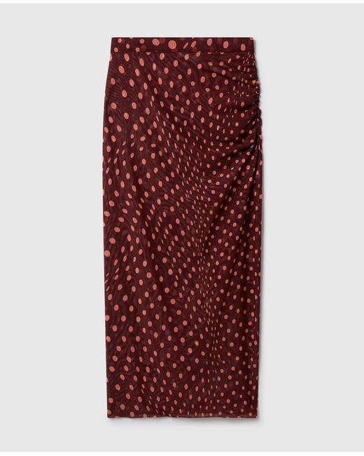 Stella McCartney Red Polka Dot Mesh Long Skirt
