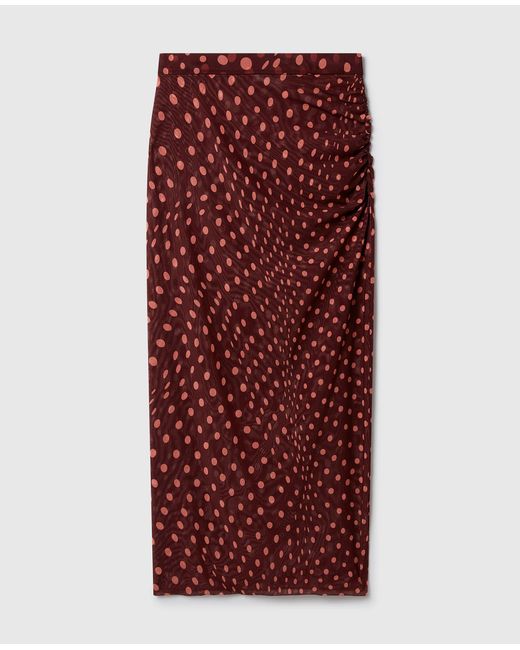 Stella McCartney Red Polka Dot Mesh Long Skirt