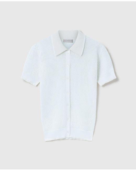 Stella McCartney White Sheer Crochet Short-Sleeve Shirt