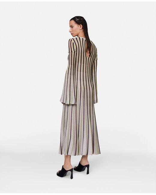 Stella McCartney Natural Lurex Rib Knit Midi Dress