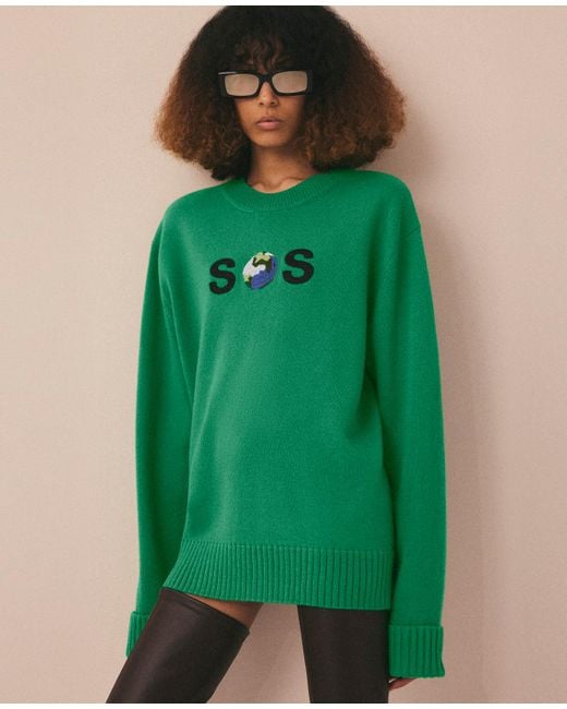 Stella McCartney Green Sos Embroidered Knit Jumper