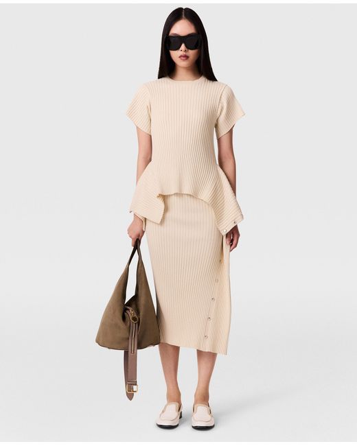 Stella McCartney Natural Peplum Knit T-Shirt