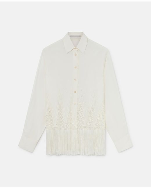Stella McCartney White Open-Knit Fringe Shirt