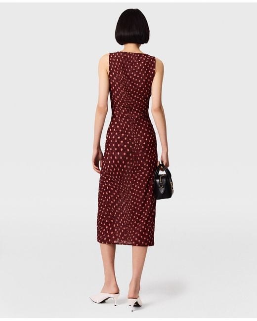 Stella McCartney Red Polka Dot Mesh V-neck Midi Dress