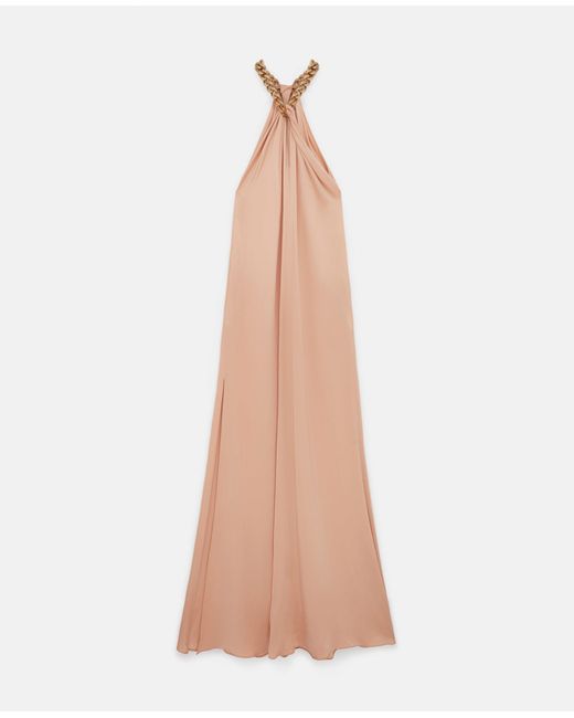 Stella McCartney Women's White Chain Halterneck Satin Maxi Dress