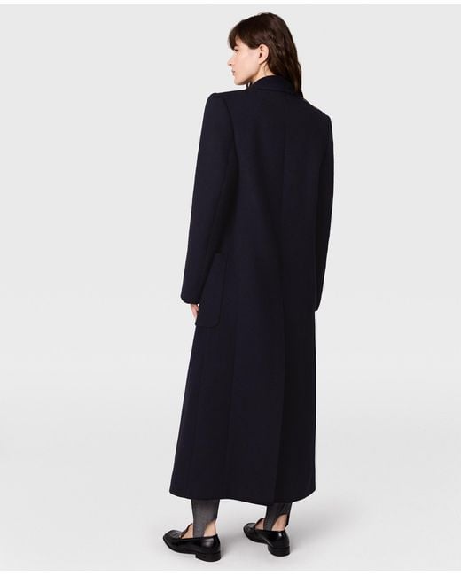 Stella McCartney Blue Crest-Embroidered Wool Coat