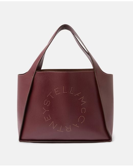Stella McCartney Purple Logo Studded Grainy Alter Mat Tote Bag