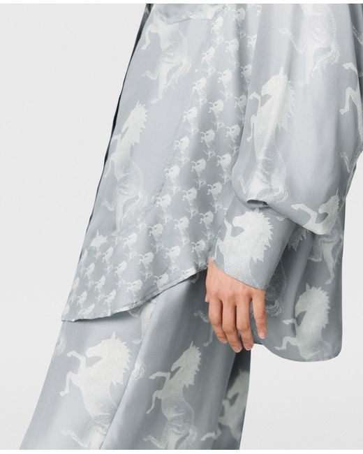 Stella McCartney Blue Horse Print Silk Shirt