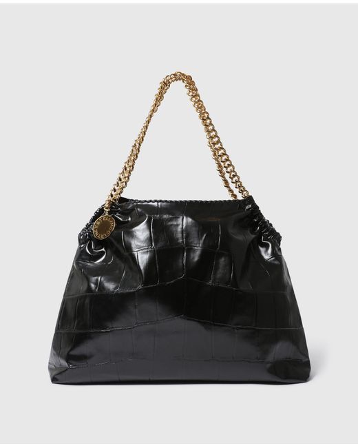 Stella McCartney Black Falabella Crocodile-embossed Drawstring Tote Bag