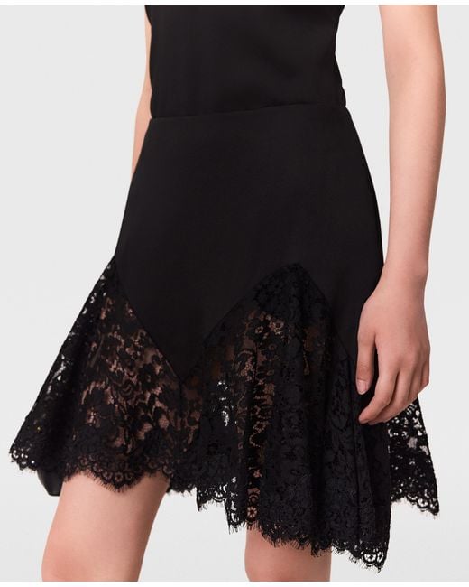 Stella McCartney Black Lace-trimmed Satin Skirt