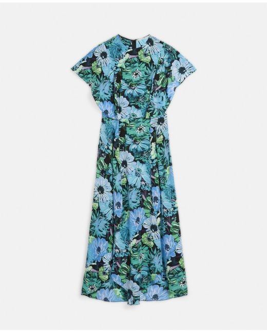 Stella McCartney Painted Floral Print Silk Maxi Dress in Blue | Lyst UK