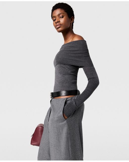 Stella McCartney Black Off-shoulder Long-sleeve Jumper