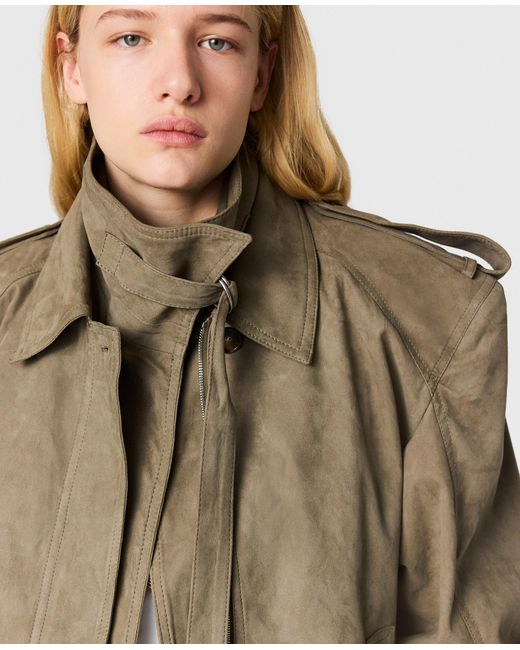 Stella McCartney Green Suede-effect Double-layer Jacket