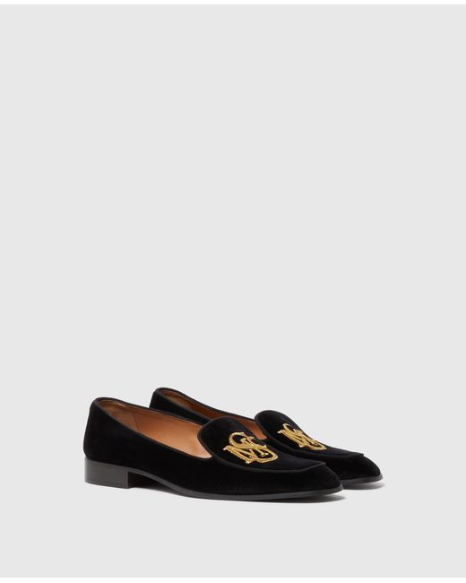 Stella McCartney White Embroidered Velvet Loafers