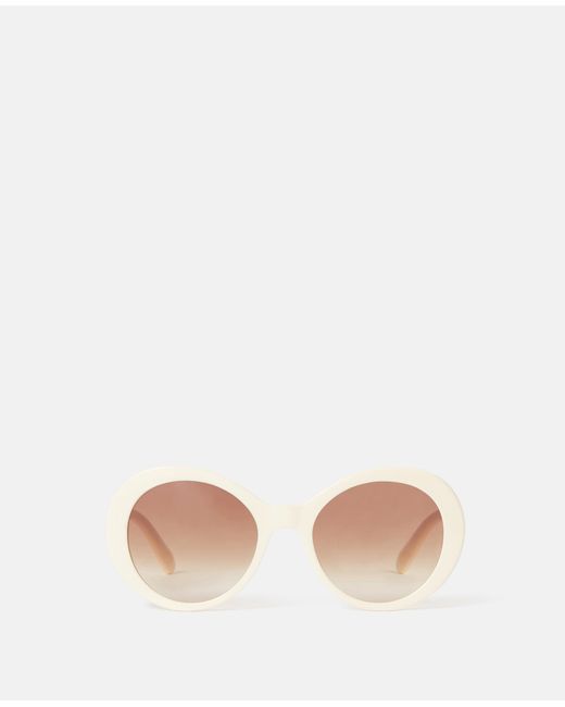 Stella McCartney White Falabella Pin Round Sunglasses
