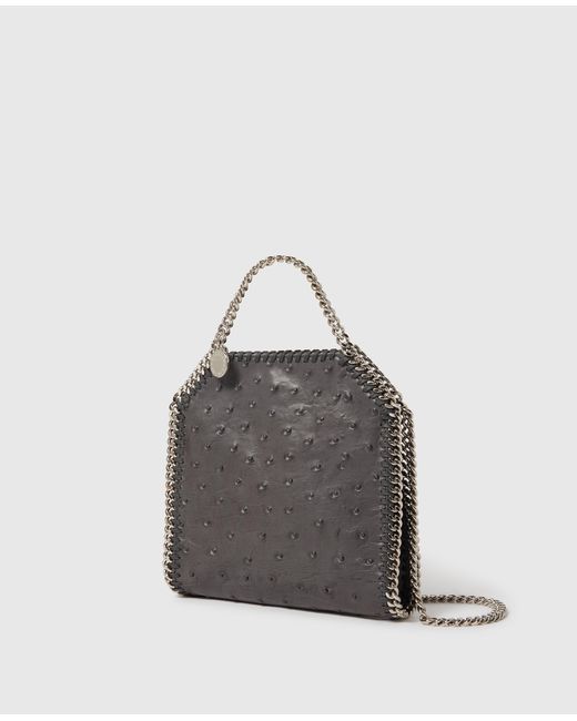Stella McCartney Gray Falabella Ostrich Tiny Tote Bag