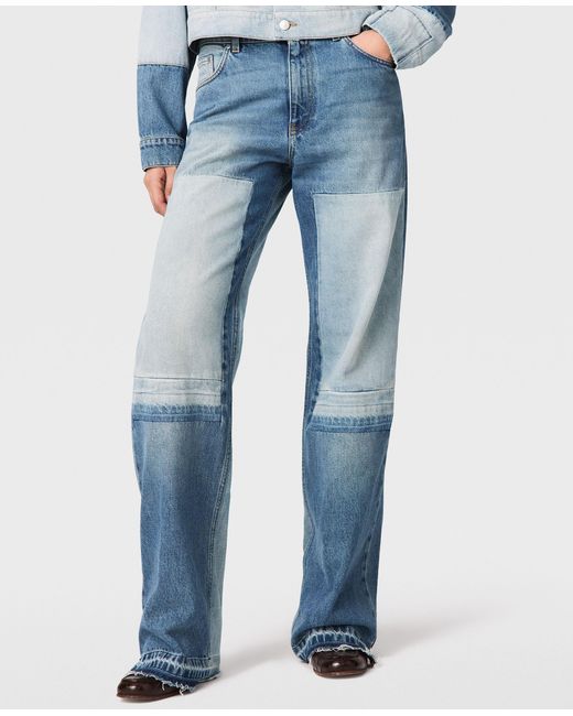 Stella McCartney Blue Patchwork Straight-leg Jeans
