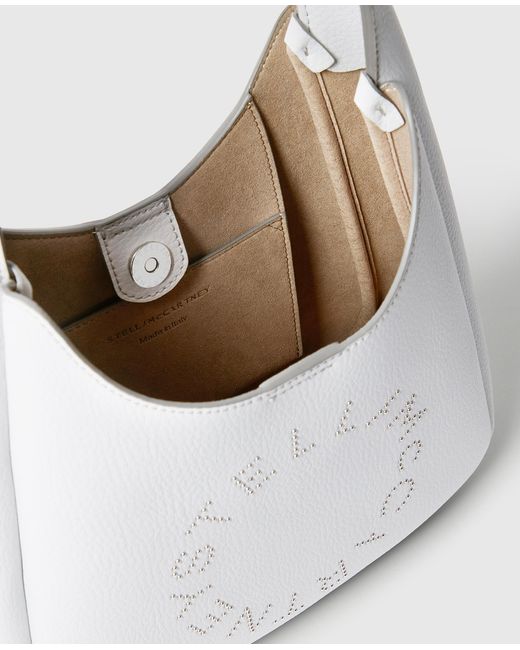 Stella McCartney White Logo Small Hobo Bag