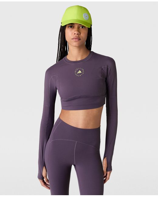 Stella McCartney Purple Truestrength Long Sleeve Yoga Crop Top