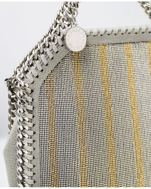Stella McCartney Gray Limited-edition Falabella Metallic Chain-embroidered Tiny Tote Bag