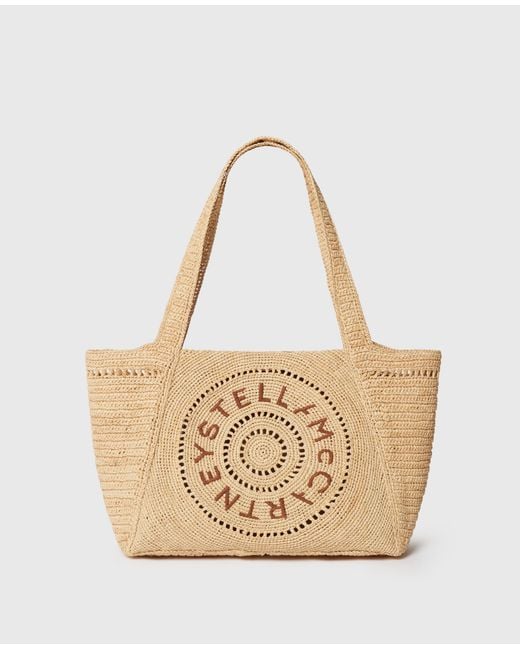 Stella McCartney Natural Logo Raffia Medium Tote Bag