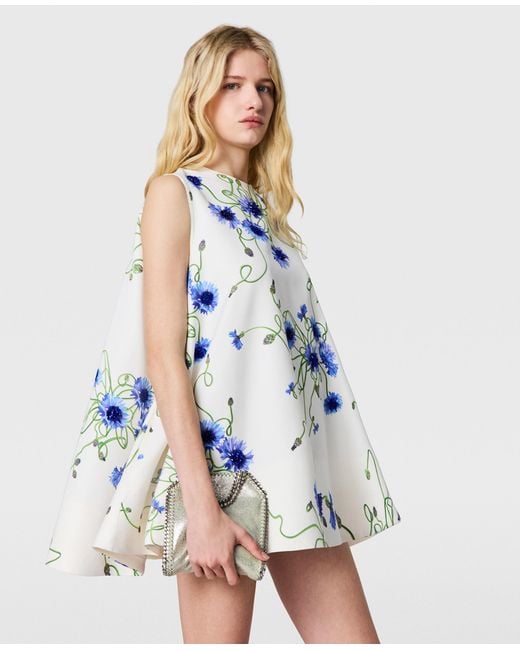 Stella McCartney Blue Cornflower Embroidered A-Line Dress