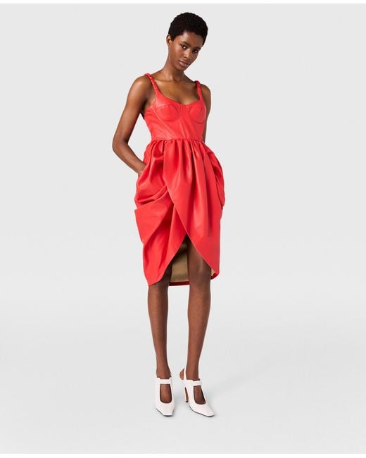 Stella McCartney Red Bustier Top Ruched Wrapped Mini Dress