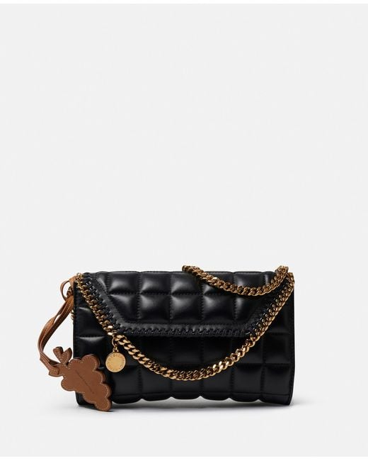 Stella McCartney Black Falabella Square Quilted Wallet Crossbody Bag