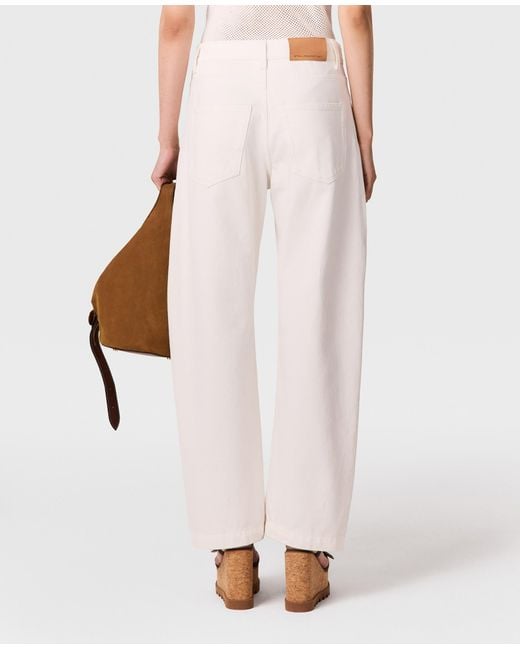 Stella McCartney White Cropped Barrel-leg Jeans
