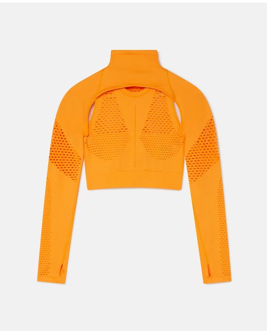 Stella McCartney Orange Truestrength Detachable Long Sleeve Yoga Tank Top, Crew