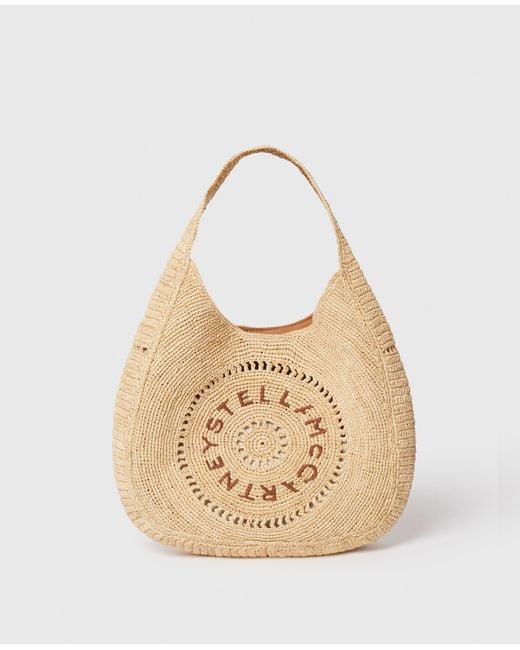Stella McCartney Natural Logo Raffia Slouchy Medium Tote Bag