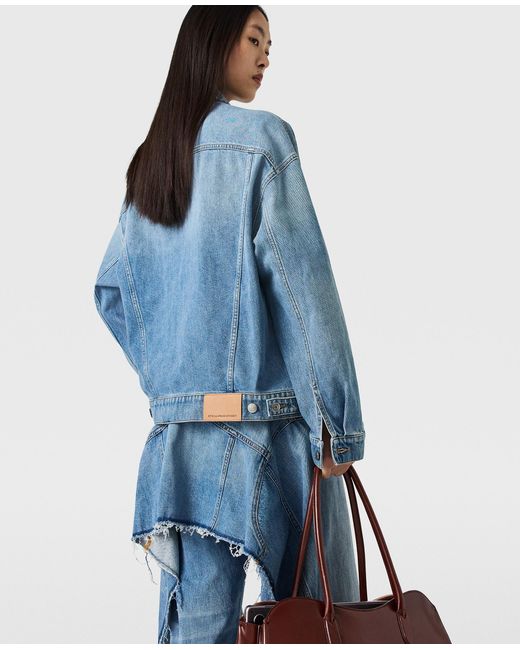 Stella McCartney Blue Pure. Tech Deconstructed Denim Jacket