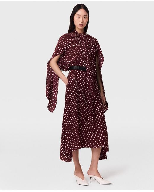 Stella McCartney Purple Tie-Neck Polka Dot Silk Dress
