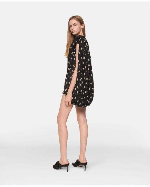 Stella McCartney Black Asymmetric Polka Dot Silk Mini Dress