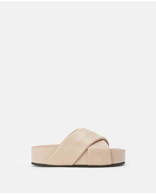 Stella McCartney Signature Logo Slides in Powder (White) | Lyst